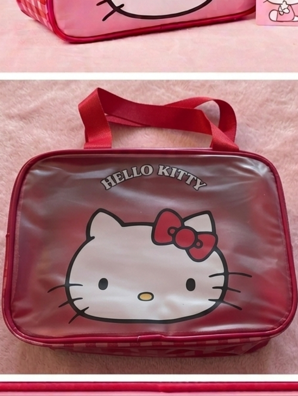 Hello Kitty Pink and Red Clear Vinyl Tote (D-1)